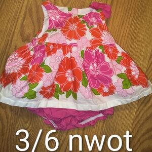 Gymboree Pink & Orange Floral Dress with Matching Bloomer